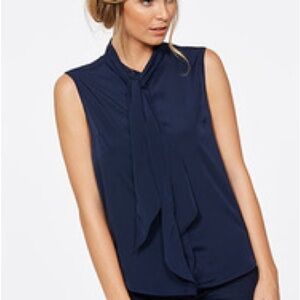 Elegant Navy Sleeveless Blouse